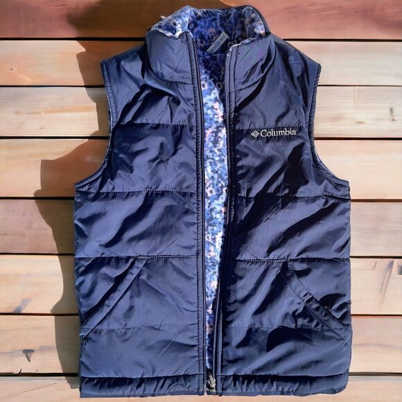 Columbia SIZE 6 Reversible Ice Chips II Insulated Puffer/Fleece AOP Girls Vest - Picture 1 of 6